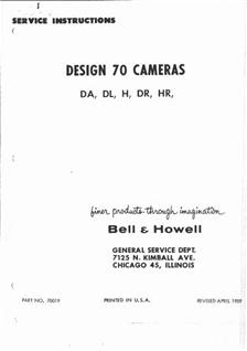 Bell and Howell Filmo 70 DA manual. Camera Instructions.